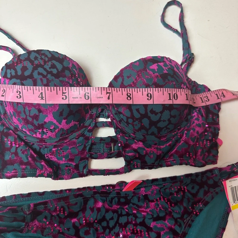 Betsey Johnson Lot 3:Metallic Pink Leopard Wild Instinct 2 Tops & Bottom NWT S/M
